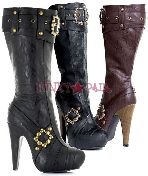 420-QUINLEY * 4 inch high heel steampunk boot with lacees