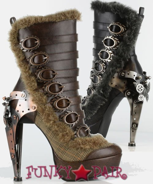 Hades | Polaro, 5 Inch High Heel Steampunk Ankle Boots