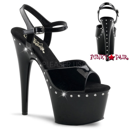 Adore-709LS, 7 Inch Stiletto Heel Ankle Strap with One Line Rhinestones Adore-709LS, 7 Inch Stiletto Heel Ankle Strap with One Line Rhinestones