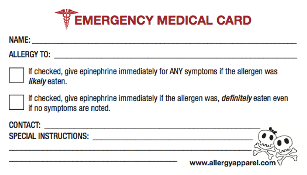 Emergency Medical ID card | Allergy ID Card