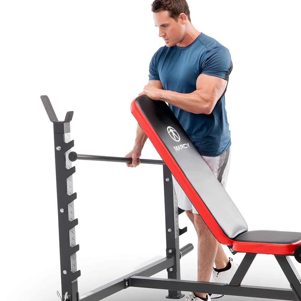 The Olympic Weight Bench MWB-5146 by Marcy has a 7-point adjustable back pad to vary your workout