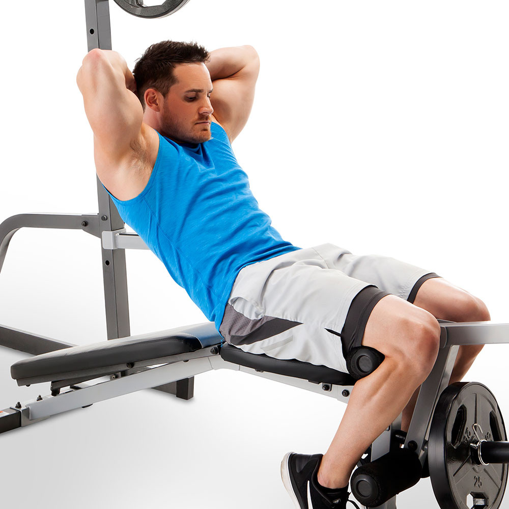 The Marcy Deluxe Cage System with bench offers a countless number of exercises