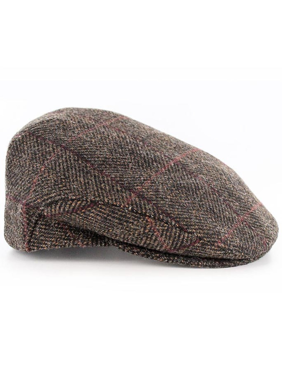 Trinity Tweed Flat Cap Brown with Red Mucros Weavers