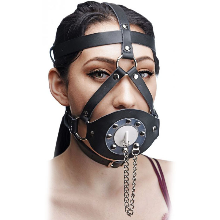 Master Series Plug Your Hole Open Mouth Leather Head Harness Dallas