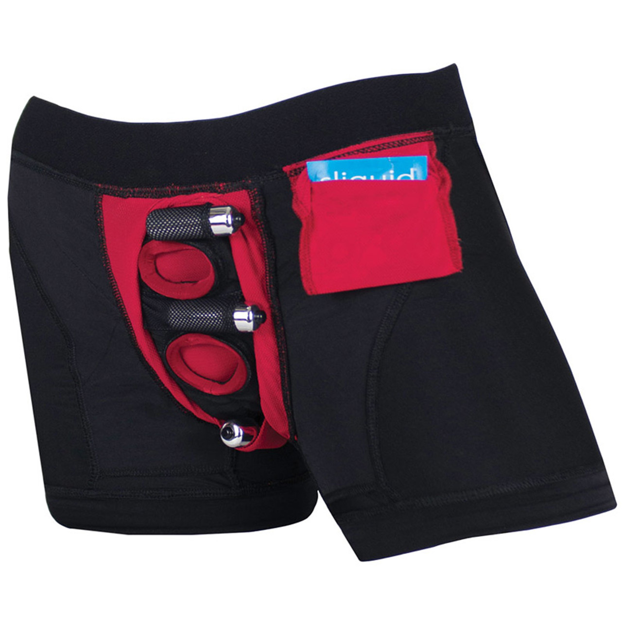 SpareParts Tomboi Boxer Briefs Strap-On Harness Black & Red - Dallas