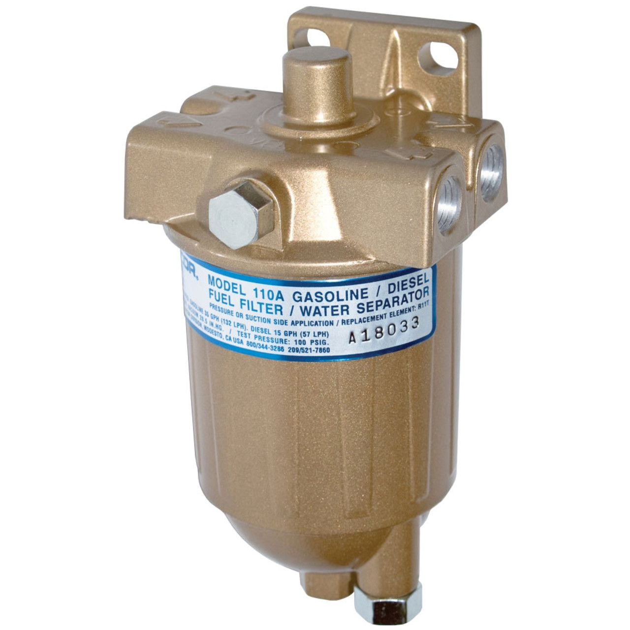 Racor 110A Series Low Flow Fuel Filter/Water Separator Filter Assembly - 10 Micron -