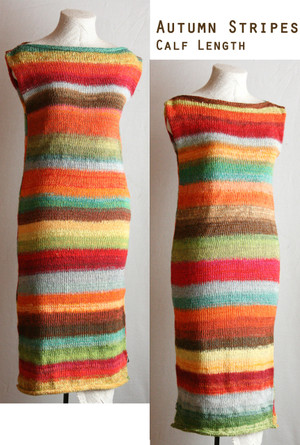 Calf length random striped knit tank dress custom order from Wrapture by Inese Iris Liepina