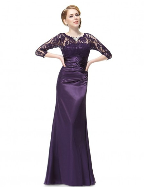 3/4 Sleeves Sheath Lace Scalloped Mother Of The Brides Dress