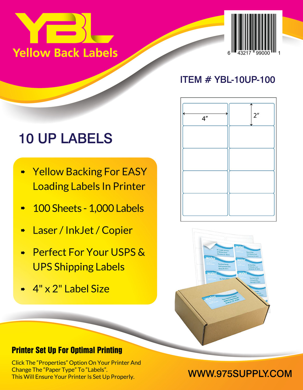 ybl labels 10 up labels 4 x 2 10 labels per sheet 975 supply