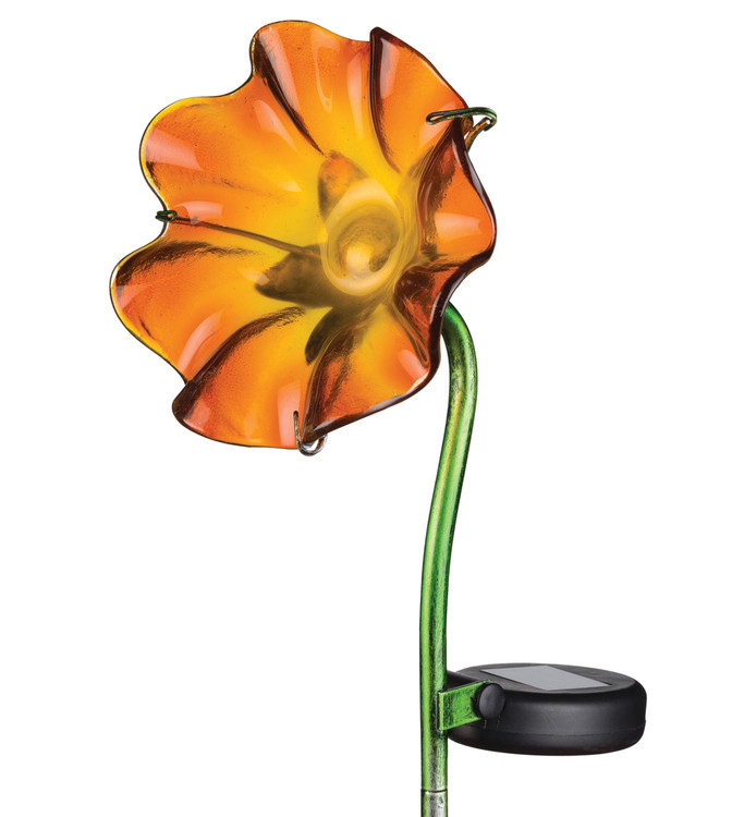 Mini Solar Poppy Stake - Orange