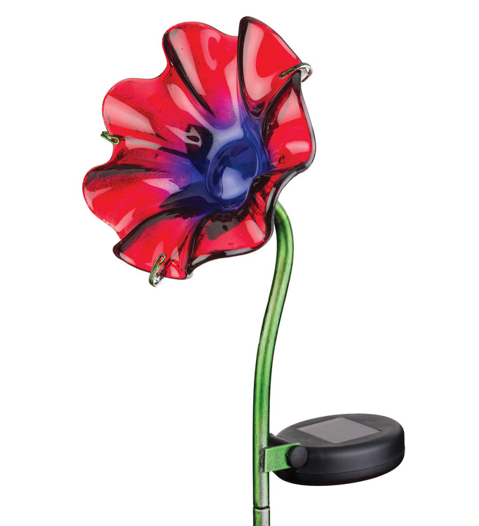 Mini Solar Poppy Stake - Red