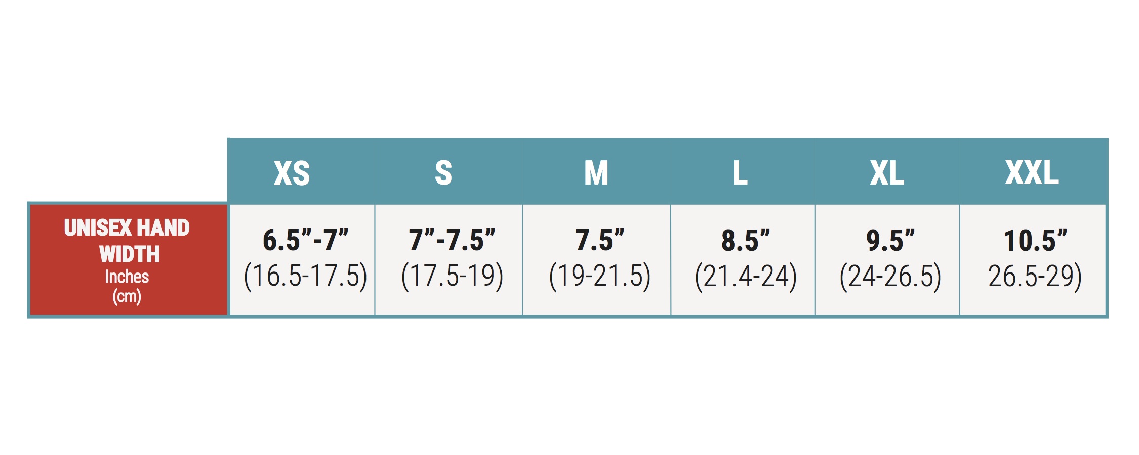 Harken Sailing Gloves Size Chart