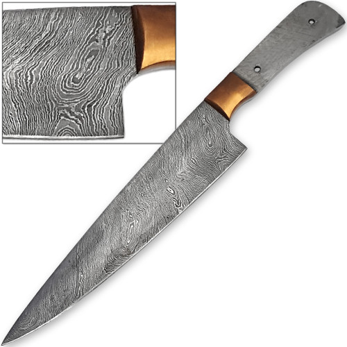Build Your Own DAMASCUS STEEL Knife BLANK Full Tang Copper BOLSTER 1095