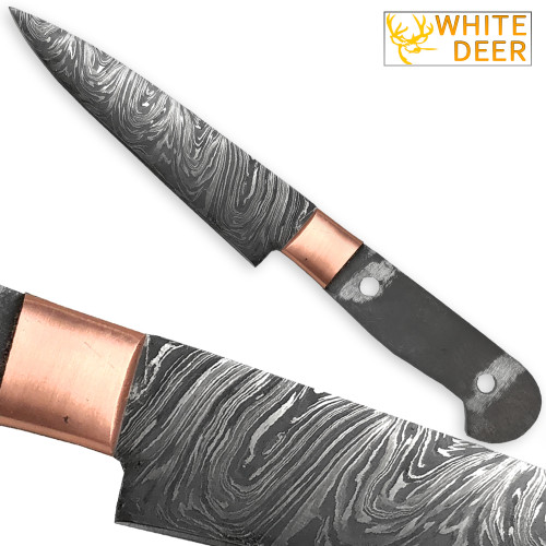 Build Your Own DAMASCUS STEEL Knife BLANK Full Tang Copper BOLSTER 1095