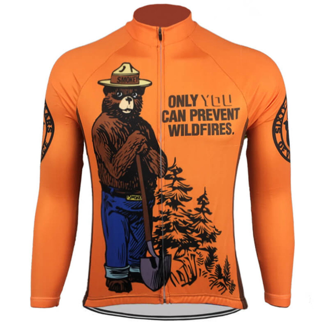 smokey bear prevent wild fires retro long sleeve cycling jersey