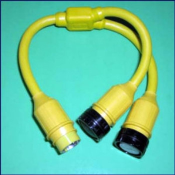 Marinco Y Adapter - 2-50 Amp 125 Volt Locking To 50 Amp Locking Marinco Y Adapter - 2-50 Amp 125 Volt Locking To 50 Amp Locking