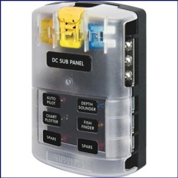 Blue Sea Systems ST Blade Fuse Block With Cover - 6 Circuit with Negative Bus Blue Sea Systems ST Blade Fuse Block With Cover - 6 Circuit with Negative Bus