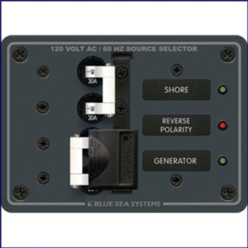 Blue Sea Systems 8032 120V AC Source Selector 30A Circuit Breaker Panel Blue Sea Systems 8032 120V AC Source Selector 30A Circuit Breaker Panel