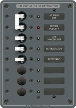 Blue Sea Systems 8027 120V AC Main + 6 Pos. Cir. Breaker Panel Blue Sea Systems 8027 120V AC Main + 6 Pos. Cir. Breaker Panel