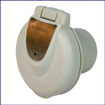 Furrion F50INR-PS 50 Amp 125V Inlet - Round, Non-Metallic with Stainless Plate Furrion F50INR-PS 50 Amp 125V Inlet - Round, Non-Metallic with Stainless Plate