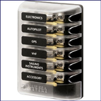 Blue Sea Systems 5018 Glass 6 circuit Fuse Block without Ground Blue Sea Systems 5018 Glass 6 circuit Fuse Block without Ground