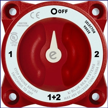 Blue Sea Systems 9002E e-Series Battery Switch Selector w/Alternator Field Disconnect Red Blue Sea Systems 9002E e-Series Battery Switch Selector w/Alternator Field Disconnect Red