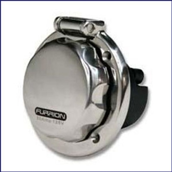 Furrion F50INS-SS 50 amp Inlet - Round Square Mount - Stainless Steel Furrion F50INS-SS 50 amp Inlet - Round Square Mount - Stainless Steel