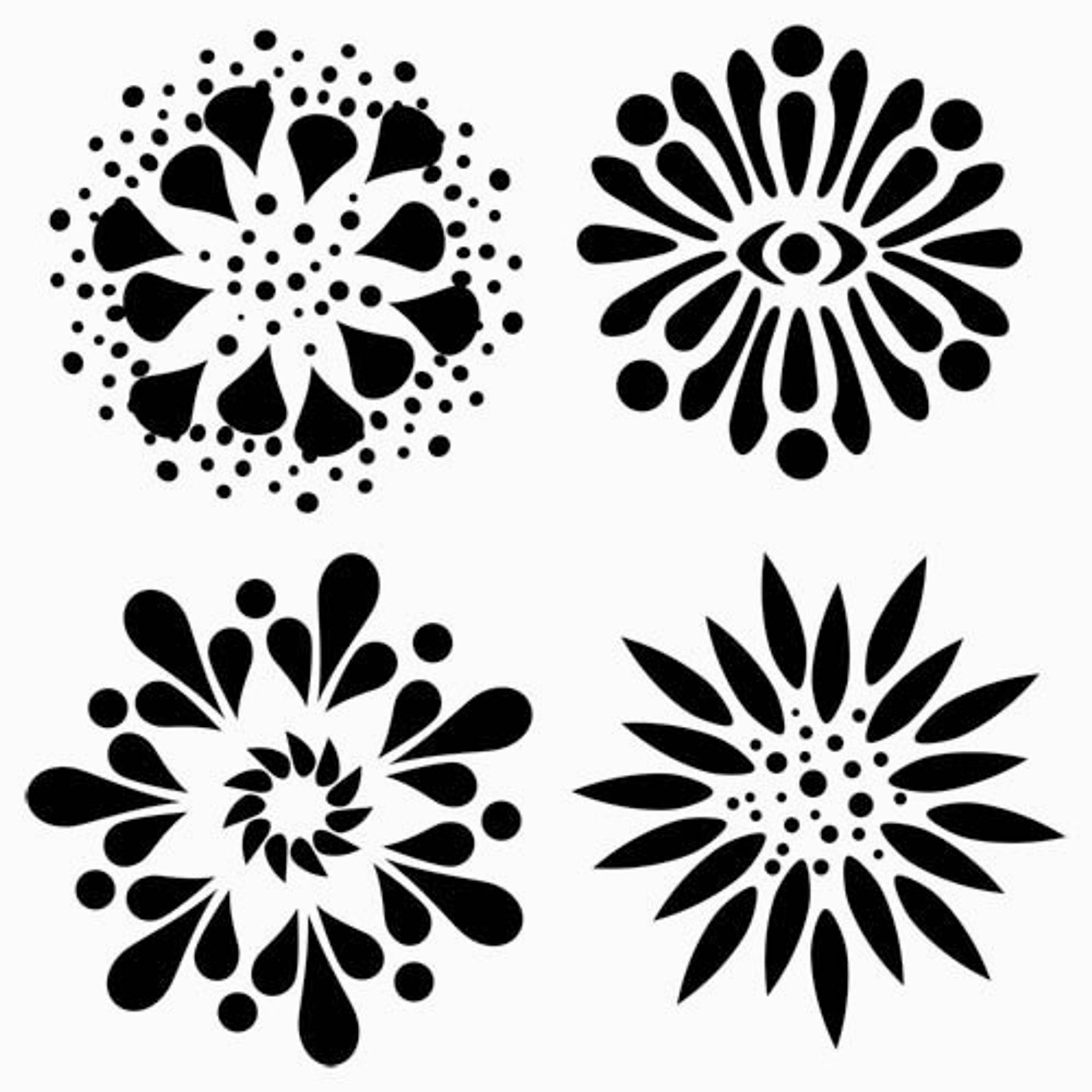 Download Stencil 4 Flowers 6 x 6 - Poly Clay Play