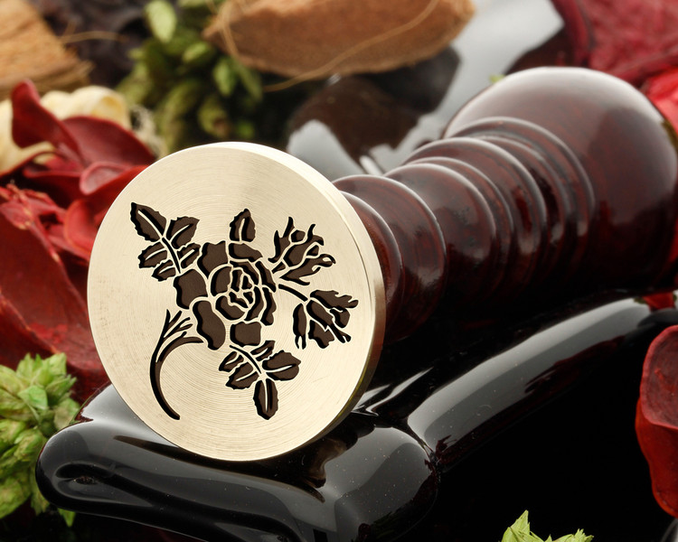 Rose 4 wax seal, reversed for engraving