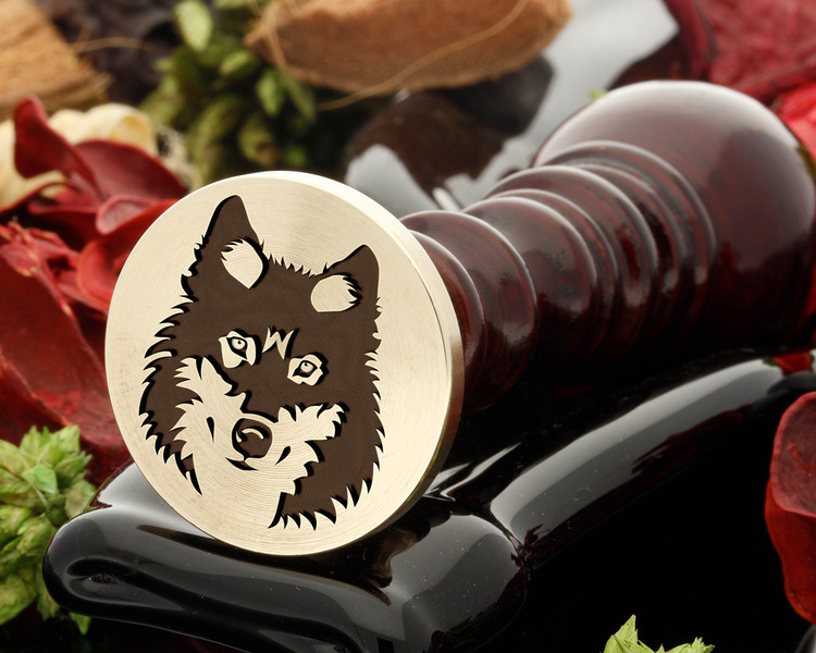 Wolf wax seal reversed for engraving