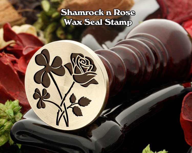 Shamrock n Rose Wax Seal Stamp ( shamrock will be on the left in the sealing wax)