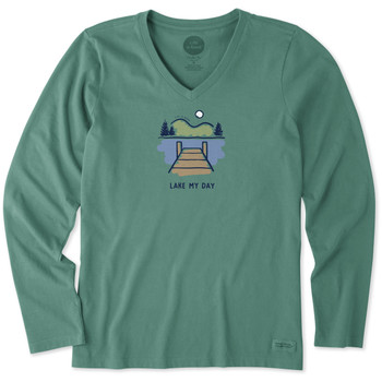 Life Is Good®Womens Lake My Day Crusher V-neck Long Sleeve T-shirt Life Is Good®Womens Lake My Day Crusher V-neck Long Sleeve T-shirt