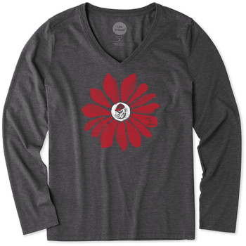 Life Is Good® Womens Georgia Daisy V-neck Long Sleeve T-shirt Life Is Good® Womens Georgia Daisy V-neck Long Sleeve T-shirt