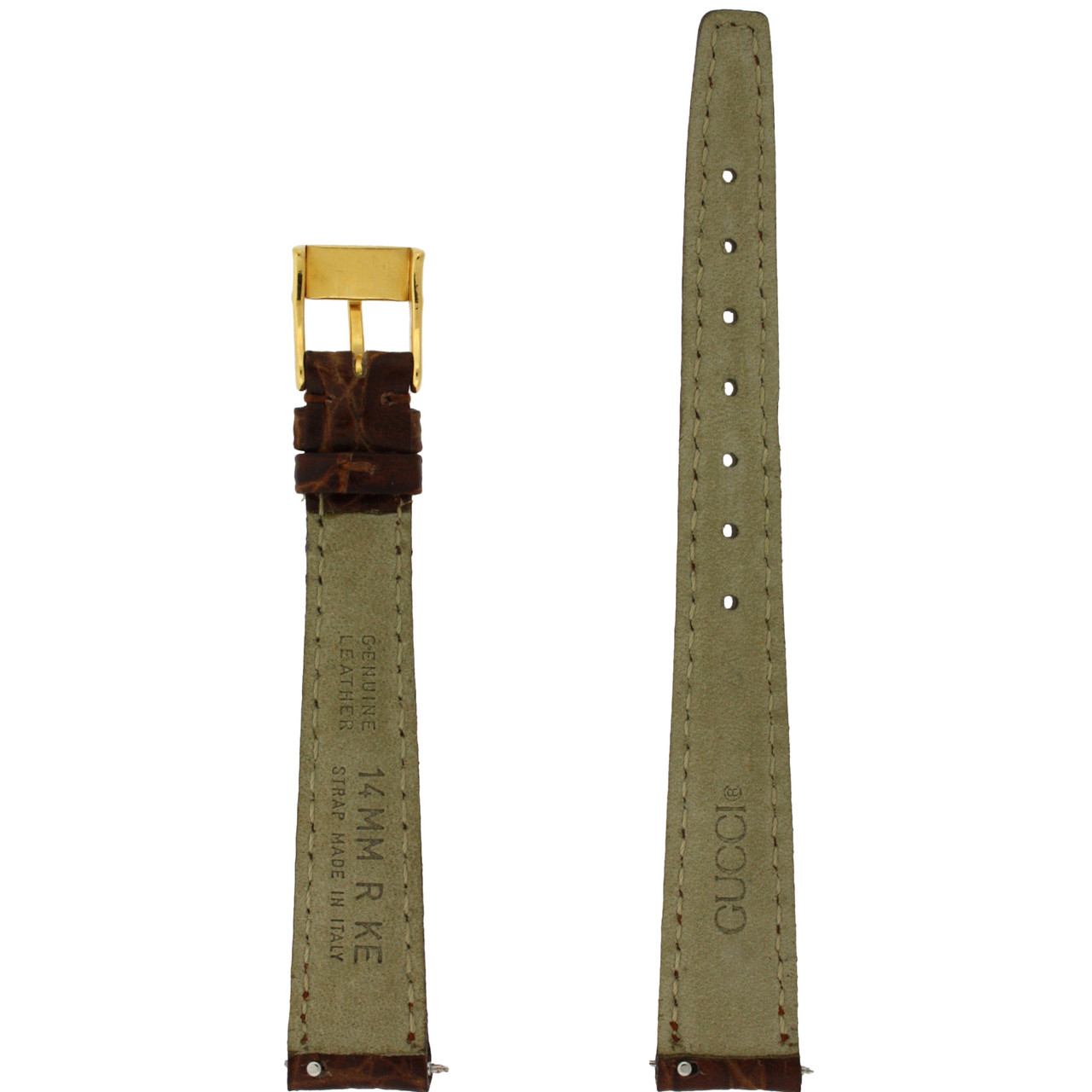 Genuine GUCCI Watch Band 14mm Tan Genuine Leather 2600L Replacement Strap