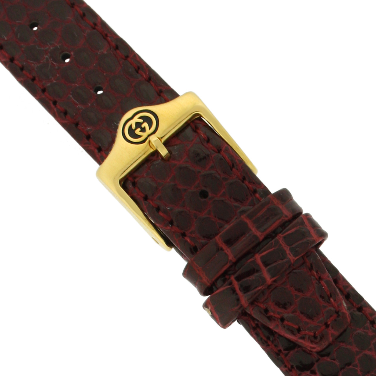 Genuine GUCCI Watch Band 16mm Brown Genuine Lizard Replacement Strap