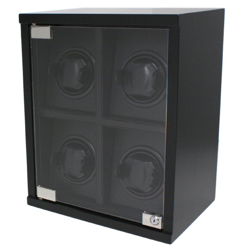 Black Watch Winder | Large Wood Watch Winder | Modern Watch Winder Tech Swiss TSW400CF | Carbon Fiber Print Automatic Watch Winder | Main