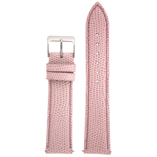 Watch Band Genuine Leather Lizard Grain Pink Quick Release Built-in Pins