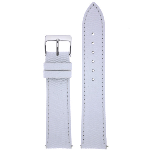 Watch Band Genuine Leather Lizard Grain White Quick Release Built-in Pins