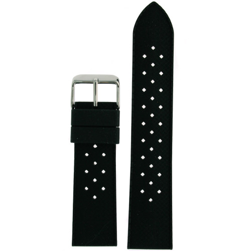 Silicone Rubber Breathable Watch Band Black