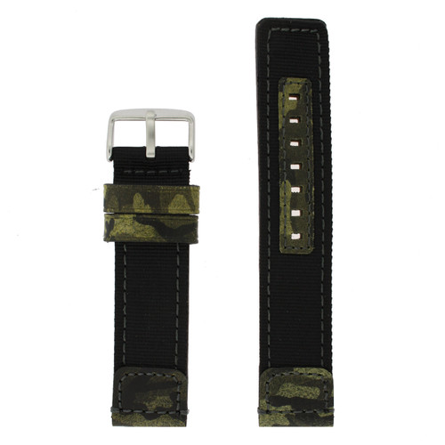 Camouflage Nylon and Leather Watch Band - Top View