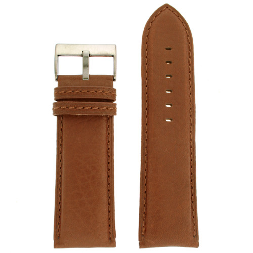 Leather watch band extra wide in Tan - front view