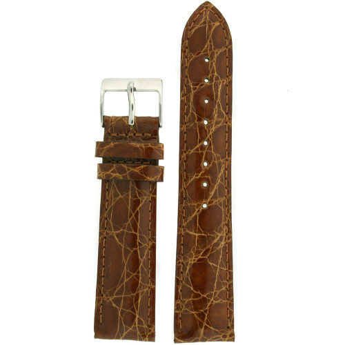 Genuine Crocodile Watch Band Brown Stitching Padded