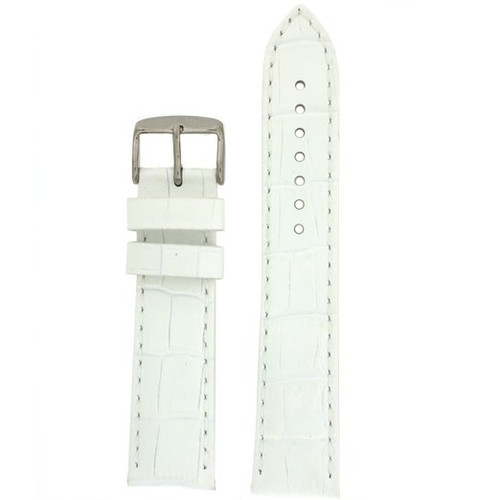 XL Leather Watch Band in White Crocodile Grain - Top View