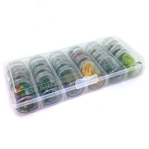 Storage Box 24 Round Clear Jars Containers Multi-functional Organizer For Small Items Beads Jewelry Buttons