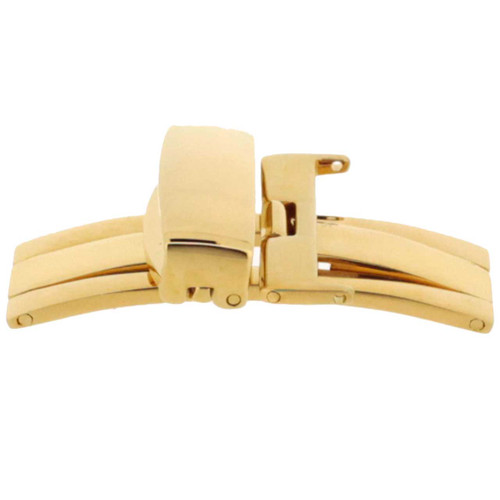 Deployment buckle 18k 3 micron gold plated for leather bands. Opens in the middle Sizes 10mm - 24mm | Second