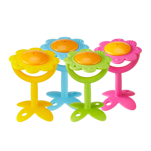 Original Teethin' Smart EZ Grip Flower Teether Rattle and Sensory Toy for Babies and Toddlers. BPA Free Teether