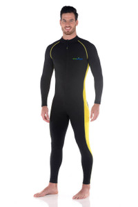 Men Full Body Swimsuit Sun Guard Stinger Suit Dive Skin UPF50+ Black Yellow (Chlorine Resistant)