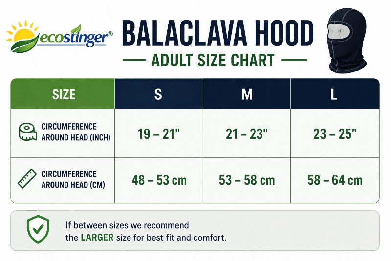 balaclava hood size chart balaclava hood size chart