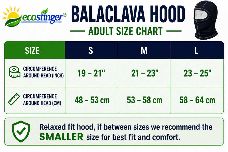 balaclava hood size chart balaclava hood size chart