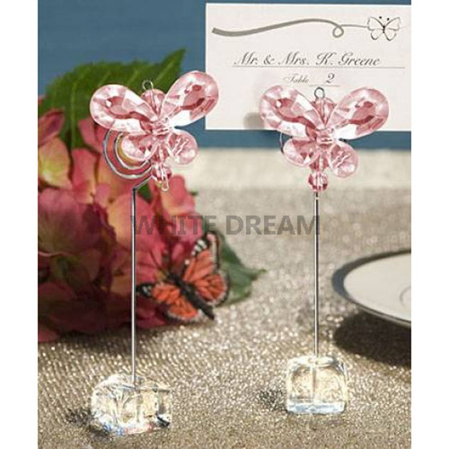 Pink - Butterfly Crystal - Place Card Holder Pink - Butterfly Crystal - Place Card Holder